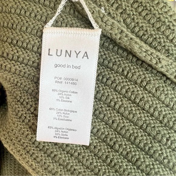 Lunya Cozy Cotton Silk Rib Sweater Reversible Hunter Green Medium Fall Classic - Picture 7 of 10